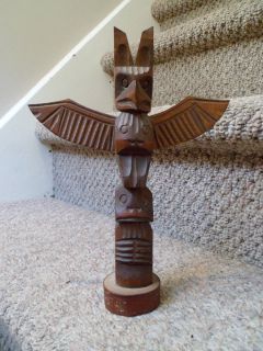 Vintage Native Carved Totem Pole Signed Jimmy John Canada