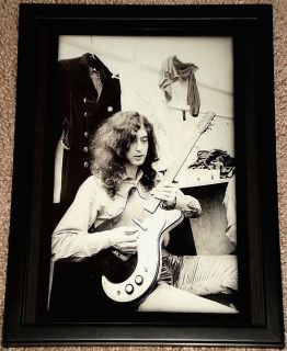 Jimmy Page Danelectro Guitar LED Zeppelin Framed Portrait
