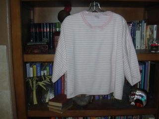 Joan Vass Pullover Striped Pink White Top Size 2