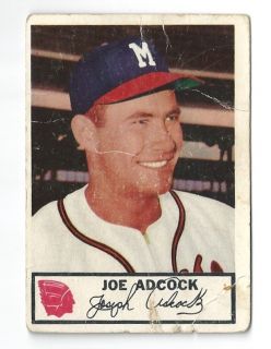 1953 Johnston Cookies Joe Adcock Milwaukee Braves 17 RARE