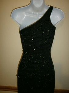 Jodi Kristopher One Shoulder Sexy Black Glitter Dress s Asymmetrical