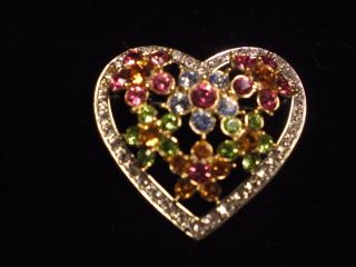 Beautiful Joan Rivers Heart w Crystal Brooch Pin High Quality