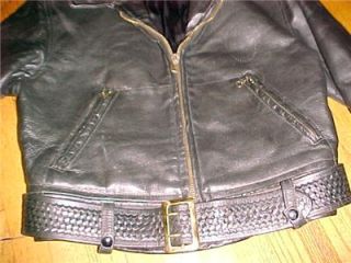 Vintage Horsehide Leather Police Motorcycle Jacket Medium Large 40 42