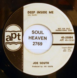 JOE SOUTH Deep Inside Me APT Records 25084 Northern Soul 45 Listen