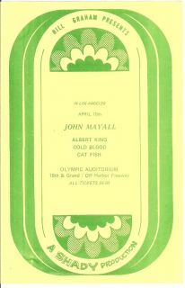 John Mayall Cold Blood Fillmore Era Concert Handbill Flyer Bill Graham