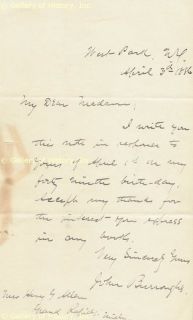 John Burroughs Autograph Letter Signed 04 03 1886