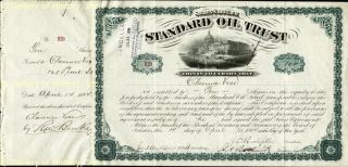 John D Rockefeller SR Stock Certificate Signed