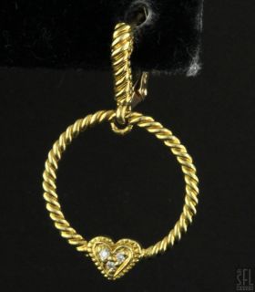 18K Gold Fancy VS2 G Diamond Heart Cable Hoop Earrings