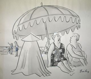 Vintag Orig 1940 Comic Art Seashore Drawing John Bailey