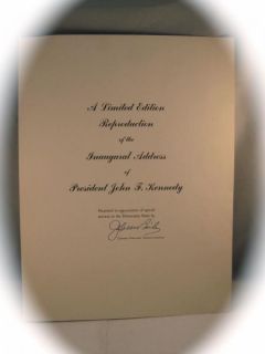  60s Signed Print of President John F. Kennedy & The Inaugural Address