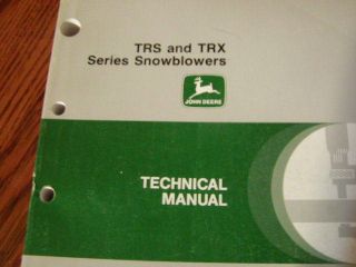 John Deere TRS TRX Snowblower TM1466 Technical Manual Book TRS26 TRS27