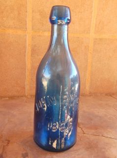 JOHN RYAN COBALT BLUE BLOBTOP ELCELSIOR SODA WORKS SAVANNAH GEO 1866