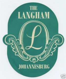 Langham Hotel Luggage Label Johannesburg South Africa