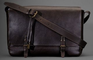 NEW John Varvatos Brown Italian Cheyenne 100% Leather Messenger Bag