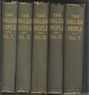 History of The English People by John Green 1884 5 Vol RARE Antique