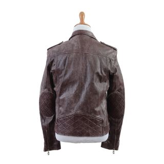 John Galliano Vintage Style Burgundy Motorcycle Leather Jacket US M EU 50  