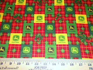 JOHN DEERE CHRISTMAS PLAID FLANNEL 1 2 yard X 40 fabric  
