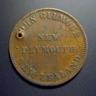 1866 John Gilmour New Plymouth New Zealand Token  