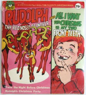 Rudolph The Red Nosed Reindeer Peter Pan Records All I Want for Christmas 45 RPM  