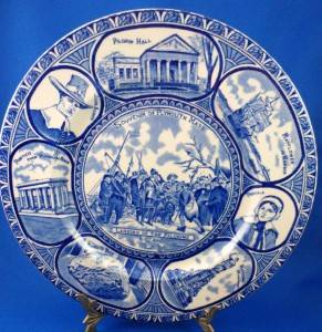 Royal Staffordshire Flow Blue Souvenir Plate Landing Pilgrims 9 75 Plymouth MA  