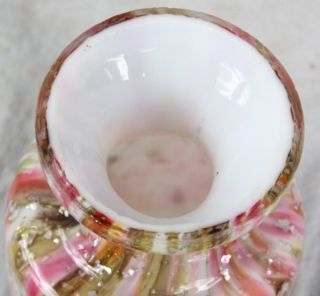 L472 Victorian Stevens Williams Blown Cased Pulled Rainbow Spangle Glass Vase  