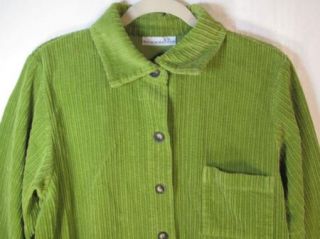 BRYN WALKER Womens Button Front Green Corduroy Long Sleeve Jacket Coat sz M  