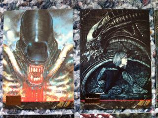 LOT of 9 ALIENS vs PREDATOR Universe Topps 1994 Movie Art Trading Cards Near M  