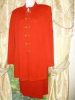 St John Collection by Marie Gray Red Knit 3pc Skirt Jacket Shell Beautiful  