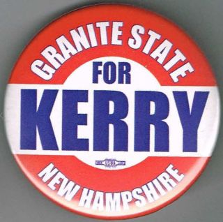 2004 NEW HAMPSHIRE GRANITE STATE FOR JOHN KERRY PIN PINBACK BUTTON B604  