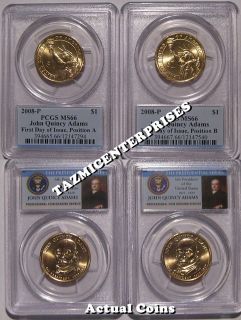 2008 P John Quincy Adams Presidential Dollar Set PCGS MS66 POS A B FDI  