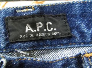 A P C APC Mens Dark Wash Button Fly Straight Leg Classic Jeans sz 30  