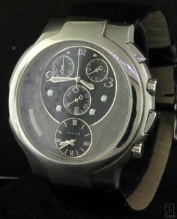 Philip Stein Teslar SS Dual Time Chronograph Men's Watch w Guilloche Dial Box  