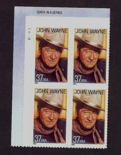 3876 Legend of Hollywood John Wayne Plate Block Mint NH  