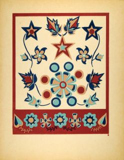 1948 Original Serigraph Menominee Indian Dance Floral Star Design Art Wisconsin  