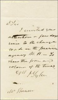 John Tyler Autograph Letter Signed  
