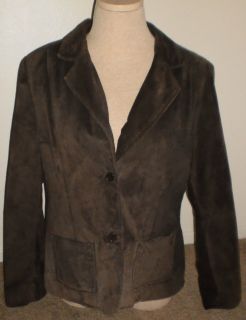 John Paul Richard Uniform Petite Genuine Leather Jacket Size 14 Dark Brown  
