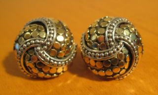 John Hardy Sterling Silver 18K Gold Round Twirl Earrings fr the Dot Collection  