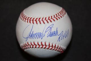 Johnny Bench Autographed MLB Baseball Cincinnati Reds 68 ROY Inscription PSA  