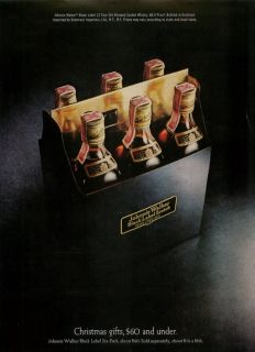 1972 Johnnie Walker Black Label ad Christmas Gifts 60 and Under Six Pack  