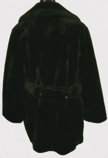 Plush Vintage DAVIS OF BOSTON Jonathan Logan Black Faux Fur Coat M L  