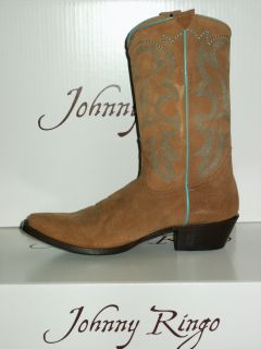 $211 Women's 6 5 Med Johnny Ringo Suede Cowgirl Boots JRL010  