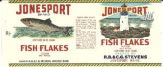 Jonesport Brand Fish Flakes Can Label Jonesport Maine  