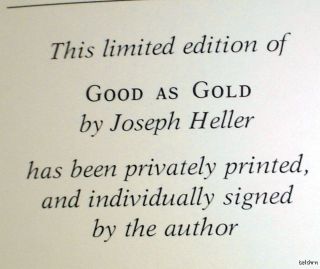 Good as Gold Signed Joseph Heller Limited Edition Leather 1982  