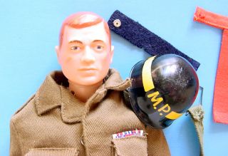 1960s Gi Joe Airborne MP w Striped Helmet Snap Armband Military Police Set  