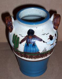 Signed Tonala Mexico Native Latino Pottery Art Vase Jug  