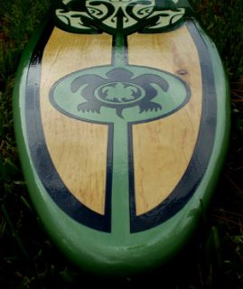 Green Tribal Honu Turtle Surfboard Wall Art Beach Decor  