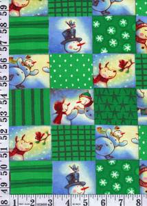 3 Yards Jovial Snowmen Patches Christmas Winter Fabric Quilting Sewing Crafts  