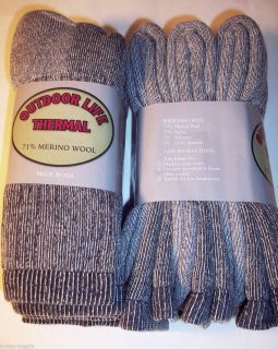 3 Pairs Outdoor Life 71 Soft Smart Merino Wool Cushioned Heavy Duty Crew Socks  
