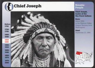 Chief Joseph Nez Perce Indians History Biography Grolier Story of America Card  