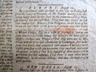 1789 Broadside Newspaper Indian Chief Joseph Brant Six Nations American Indians  